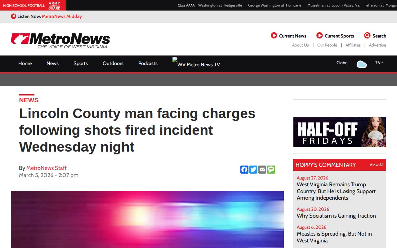 Lincoln County crime news record context in a MetroNews report with WVDCR image credit